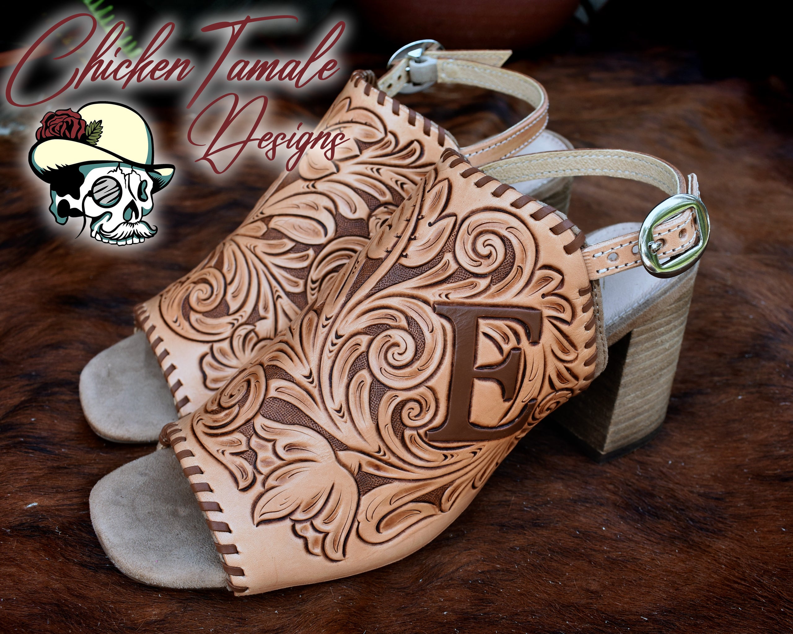 Leather tooled heels hotsell